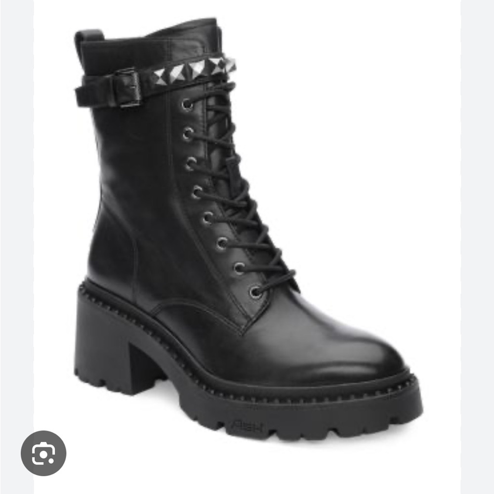 NEW ASH women’s Nyx Studded Strap Block Heel moto Booties size 40